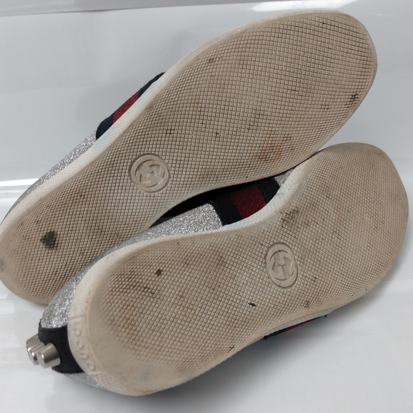 Women’s Euro Size 37.5 GUCCI BAMBI Metallic Sparkly Spike Studded Sneakers - Picture 8 of 9